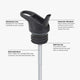 Closeup of flip seal sport cap with attachment loop, ergonomic flip spout, multi-use cap & removable steel straw.