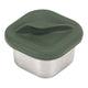 Klean Kanteen Rise Food Box Half Snack 83ml square stainless steel container with a green lid on a white background.