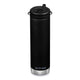 Front of Klean Kanteen TK Wide Insulated Water Bottle 592ml Twist Cap - Black. On a white background. 