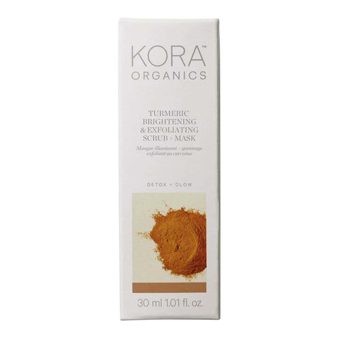 KORA Organics box of 30ml turmeric face scrub and mask. 
