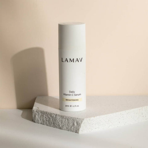 LAMAV daily vitamin C serum bottle on a light background