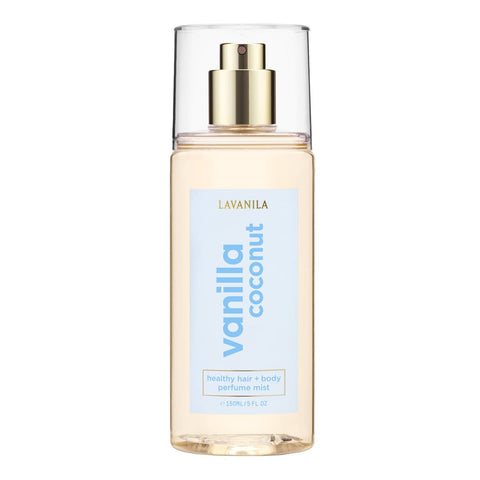 Lavanila Vanilla Coconut 150ml perfume mist bottle on a white background.