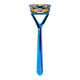 Multicolored and blue razor on a white background