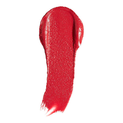 Bright red 'flirtation' lipstick swatch on a white background. 
