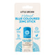 Little Urchin Natural Blue Coloured Zinc Stick SPF 50+ in its original retail blister packaging, featuring a white card with blue and black text.