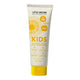 A tube of Little Urchin Kids Natural Clear Zinc Sunscreen SPF 50, featuring a white and yellow design with a sun graphic, on a solid white background.