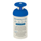A bottle of sunscreen with a white body and a bright blue cap, shown on a plain white background.