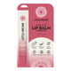 Little Urchin Natural Lip Balm Strawberry in a pink and white packaging card with a vertical tube of lip balm shown beside it on a white background.