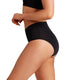 Black high-waisted underwear worn by a person on a white background