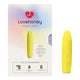 Yellow bullet massager with Lovehoney packaging on a white background.
