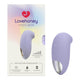 Purple air suction stimulator with Lovehoney packaging on a white background. 