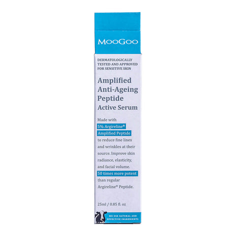MooGoo Amplified Anti-Ageing Peptide Active Serum packaging on a white background