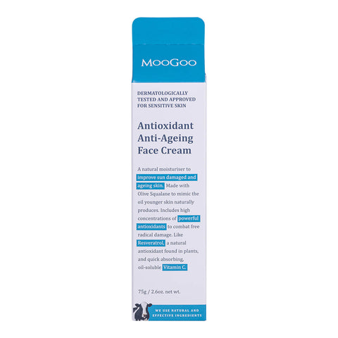 MooGoo Antioxidant Anti-Ageing Face Cream packaging on a white background