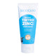 A tube of MooGoo Healthy Tinted Zinc Face Cream on a solid white background. The packaging is white with a prominent blue graphic on the front, featuring text and a small illustration of a cow.