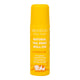 A yellow cylindrical roll-on bottle of MooGoo Mini Moo Natural Tail Swat Roll-on, featuring white text and a small cartoon cow illustration on a plain white background.