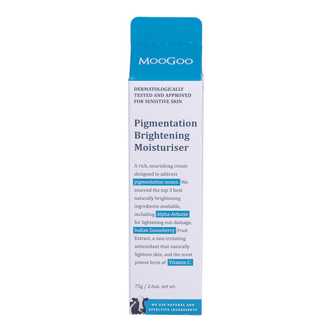 MooGoo Pigmentation Brightening Moisturiser packaging on a white background