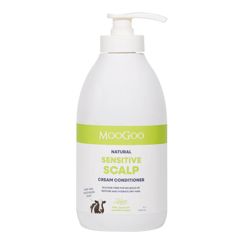 1 Litre bottle of MooGoo Sensitive Scalp Cream Conditioner on a white background.