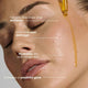 Close-up of a woman's face with sea buckthorn serum being applied, highlighting benefits.