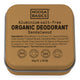 50g Noosa Basics organic deodorant cream tin with sandalwood flavour. Woody yellow-beige tin on a white background. 