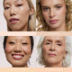 Four close-up views of a woman's face with warm skin tones.