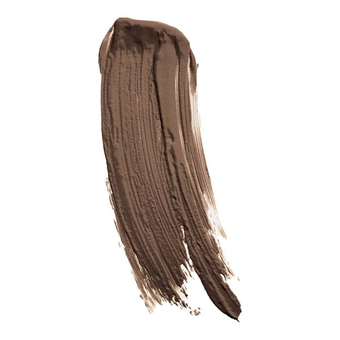 Swatch of brown brow mascara on a white background. 