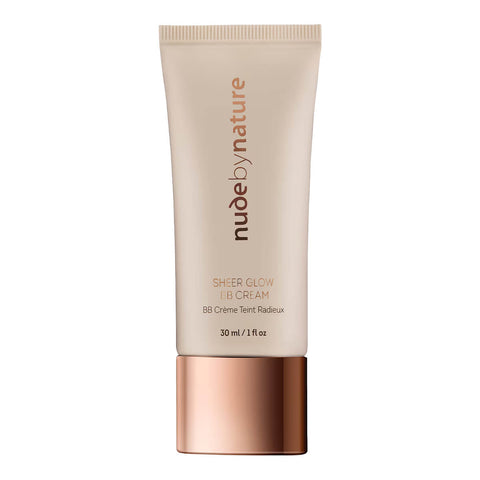 Tube of Nude by Nature Sheer Glow BB Cream on a white background.