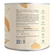 Back of a chocolate product packaging with text and illustrations on a beige background