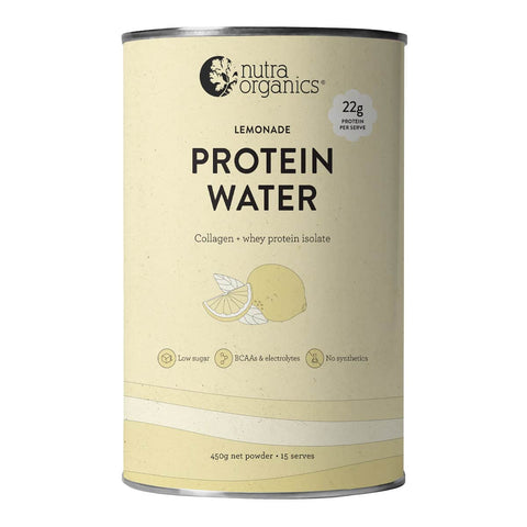 Can of Nutra Organics Protein Water - Lemonade 450g.