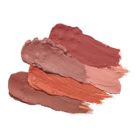 Swatches of blush in 5 different shades to suit most skin tones.