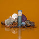 Ode Mushroom Complex supplement tube on an orange background with mushrooms & honeycomb.
