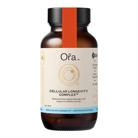 Bottle of Ora Cellular Longevity Complex on a white background