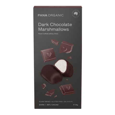 Box of Pana Organic Dark Chocolate Marshmallows on a white background