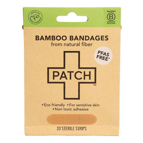 Packaging of Bamboo Bandages by Patch on a beige background