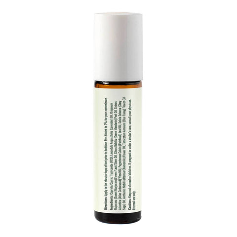 Back of Plant Therapy Essential Oil Roll on Blend showing ingredients.