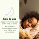 Child sleeping with a teddy bear, text on how to use essential oil roll on blend.