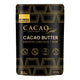 Cacao Gold Cacao Butter packaging with gold text on a black background