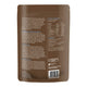 Back of a brown package with text and nutrition information on a white background