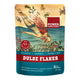 A 40g stand-up pouch of Power Super Foods Dulse Flakes, featuring a vintage-style illustration of a woman swimming underwater with red seaweed, on a white background.