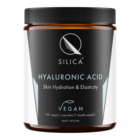 QSilica Hyaluronic Acid 30 vegan capsules. For skin hydration & elasticity.