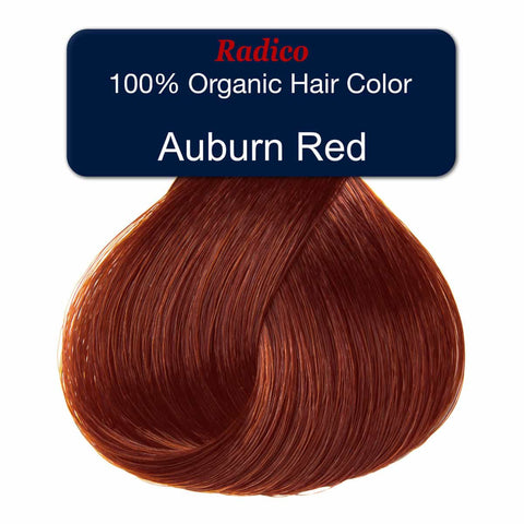 Auburn red hair color swatch with 'Radico' label on a white background.