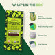 Radico Colour Me Organic hair color packaging with product details on a green and white background.