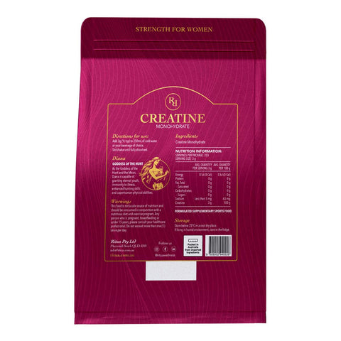 Back label of Ritua Creatine - Strength For Her 1kg.