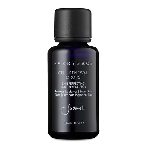 Sodashi Cell Renewal Drops in a 30ml black bottle on a white background.  