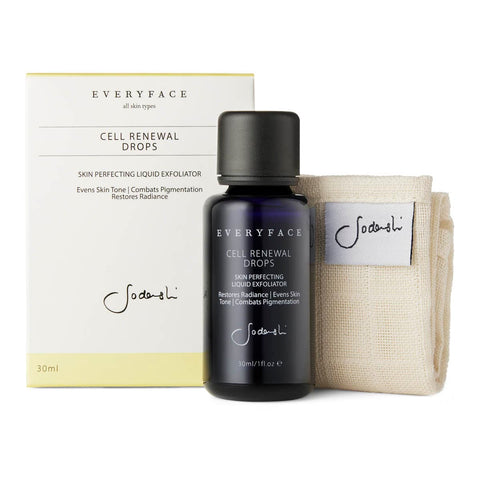 Sodashi cell renewal drops pictured with packaging.