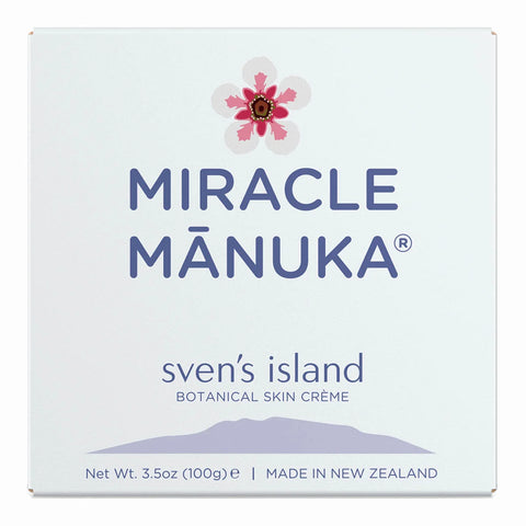 Box of Miracle Manuka sven's island botanical skin crème on a white background