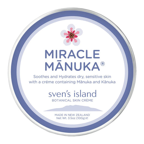 100g tub of sven's island Miracle Manuka botanical skin crème on a white background
