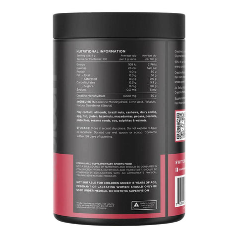 Back label of a supplement container with nutritional information and ingredients on a white background.