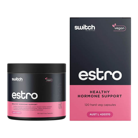 Switch Nutrition Estro supplement container and packaging on a white background