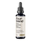 Bottle of four blend mushroom liquid extract with dropper on a white background. Chaga, lion's mane, reishi, cordyceps. Double strength.