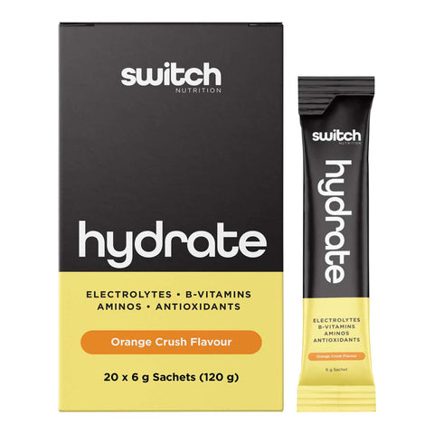 Switch Nutrition hydrate supplement package with a single 6g sachet on a white background. 